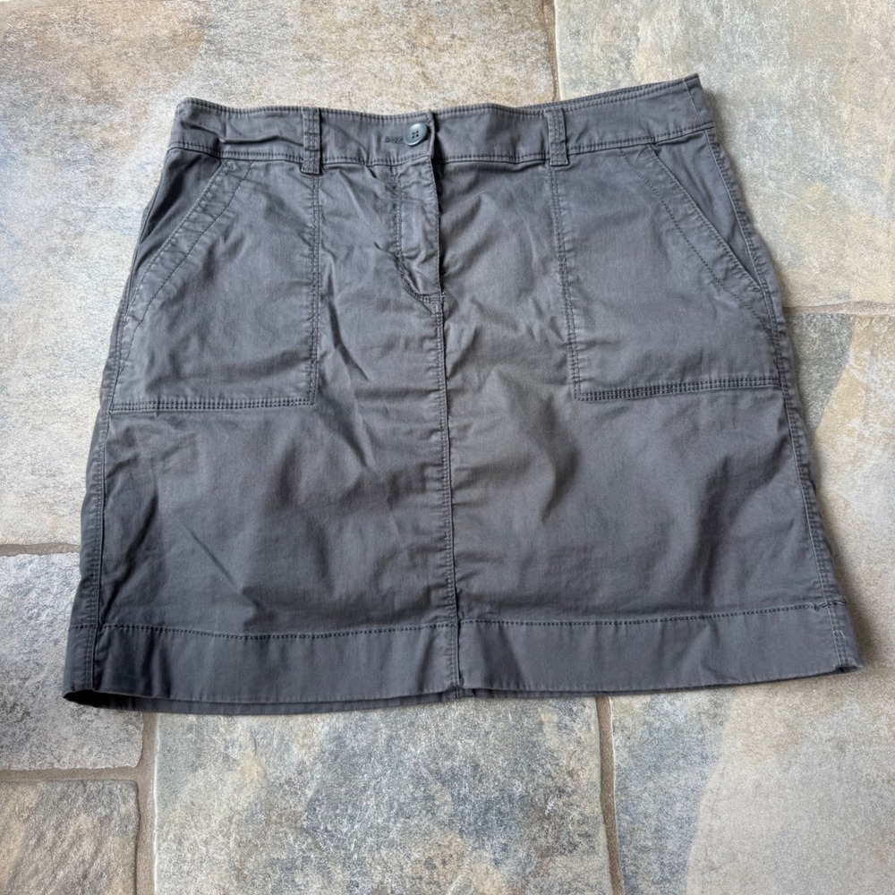 LOFT Women's Gray Utility Cargo Skirt Size 8 Mid Rise Stretch Cotton Pockets